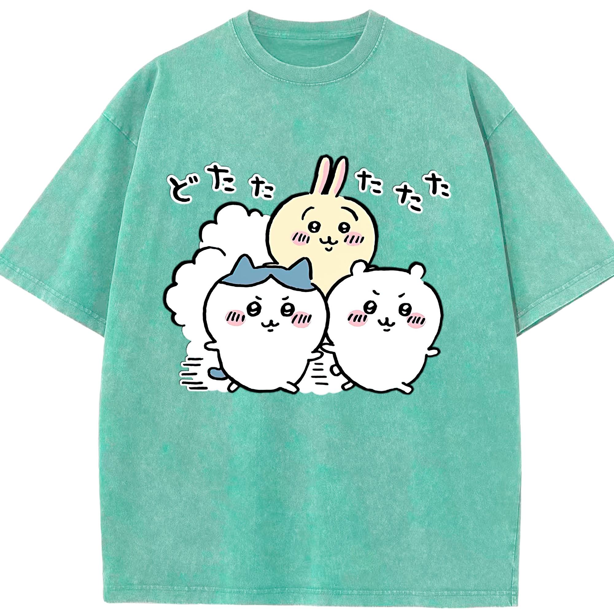 （画像用） ちいかわ ハチワレ Chii-kawa hachiware 綿100% ヴィンテージ風 半袖Tシャツ（フロントプリント）
